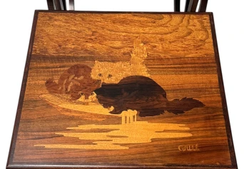 Art Nouveau Set of Four Nesting Tables by Emile Galle Nancy France, 1900s